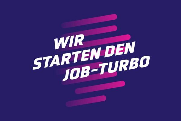 Logo des Job-Turbo mit dem Schriftzug: Wir starten den Job-Turbo.